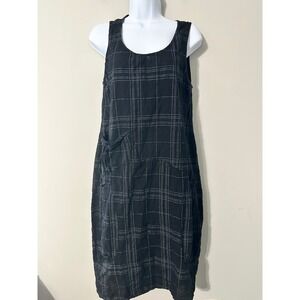 Tulip Black White Plaid Sleeveless Midi Dress Women's Size Small Cotton